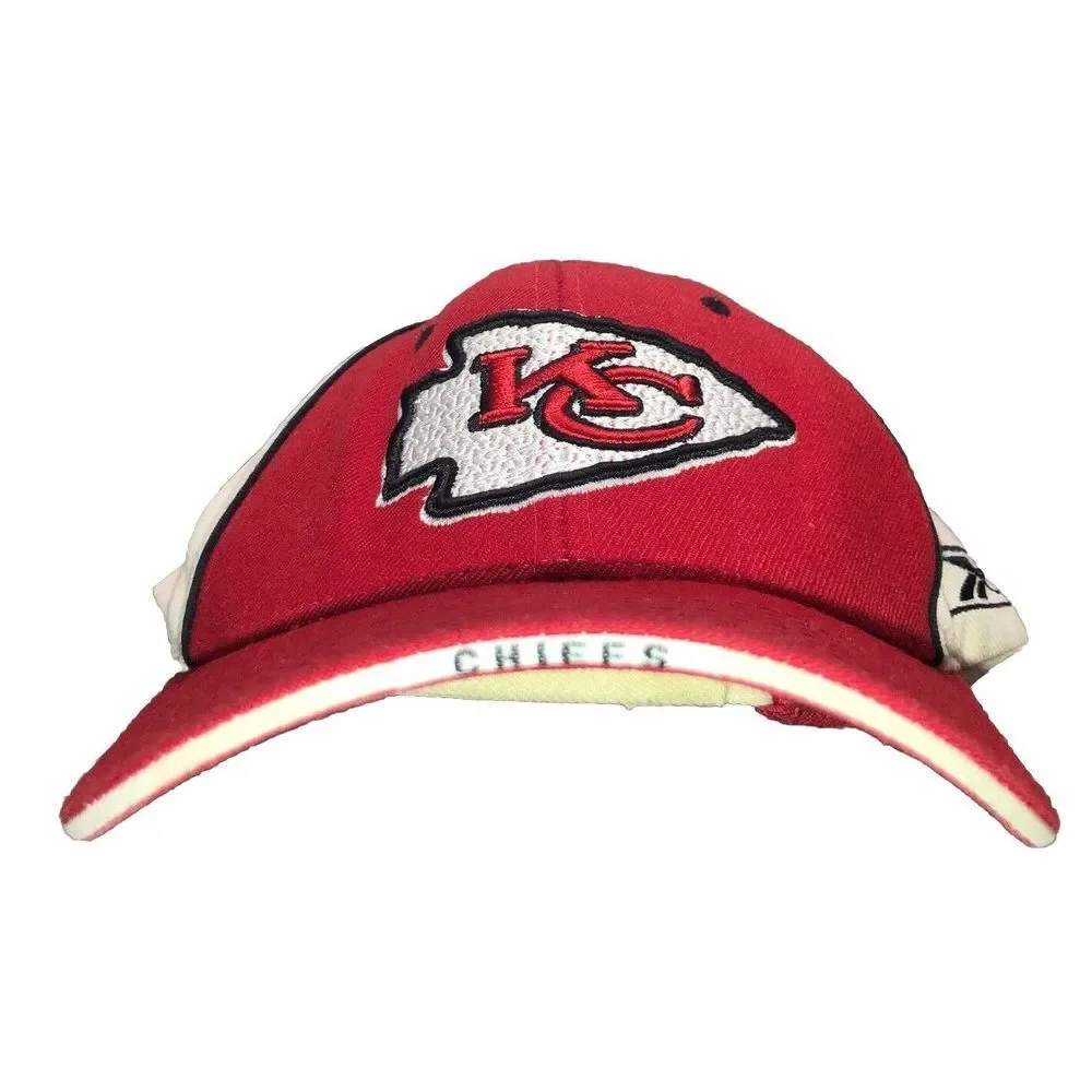 Vintage NFL Kansas City‎ Chiefs LOGO Strapback Hat 90s Reebok NFL Wool Blend Red